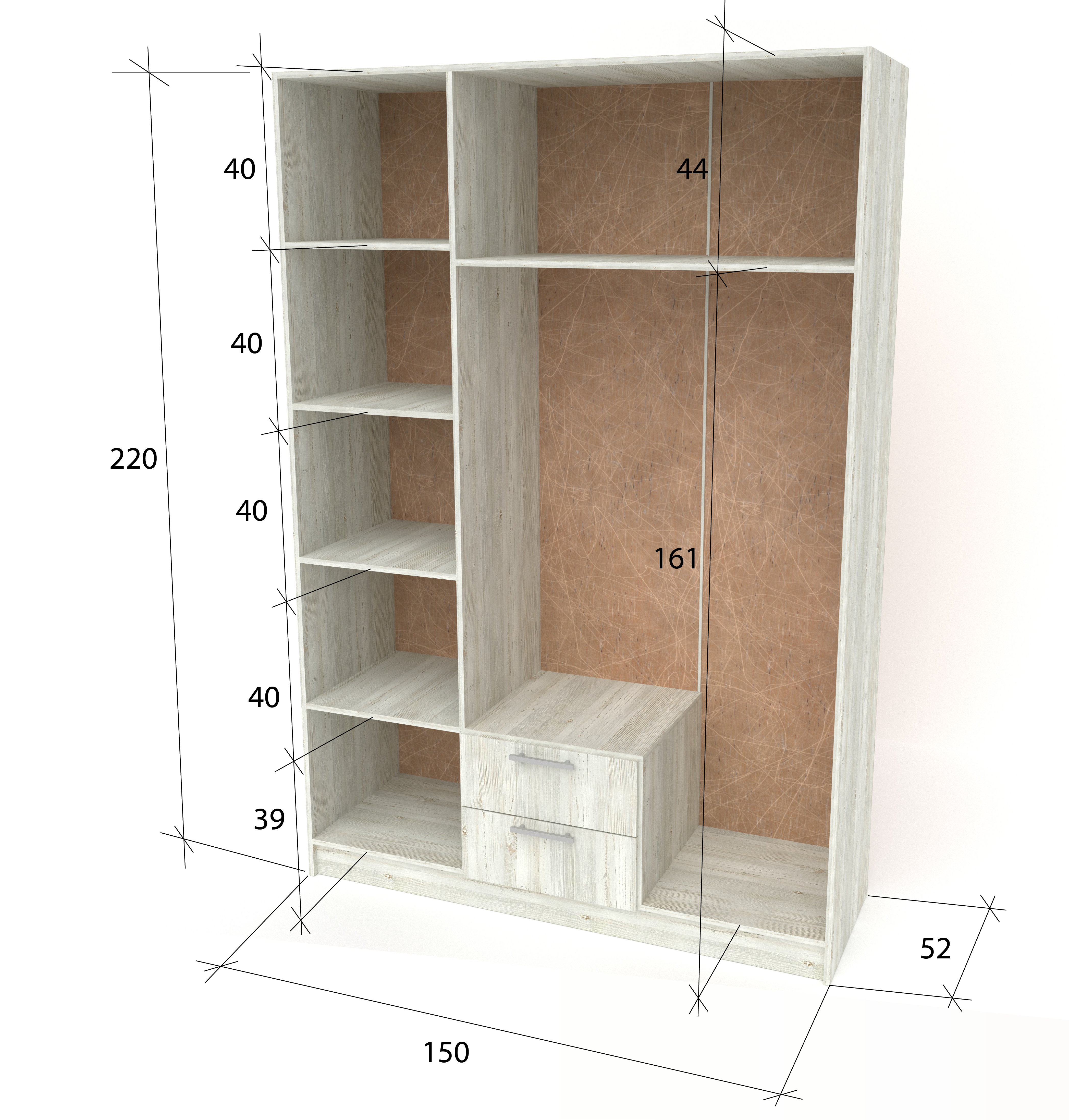 Шкаф распашной ТВОЙ 220*150*52 см в Барнауле купить