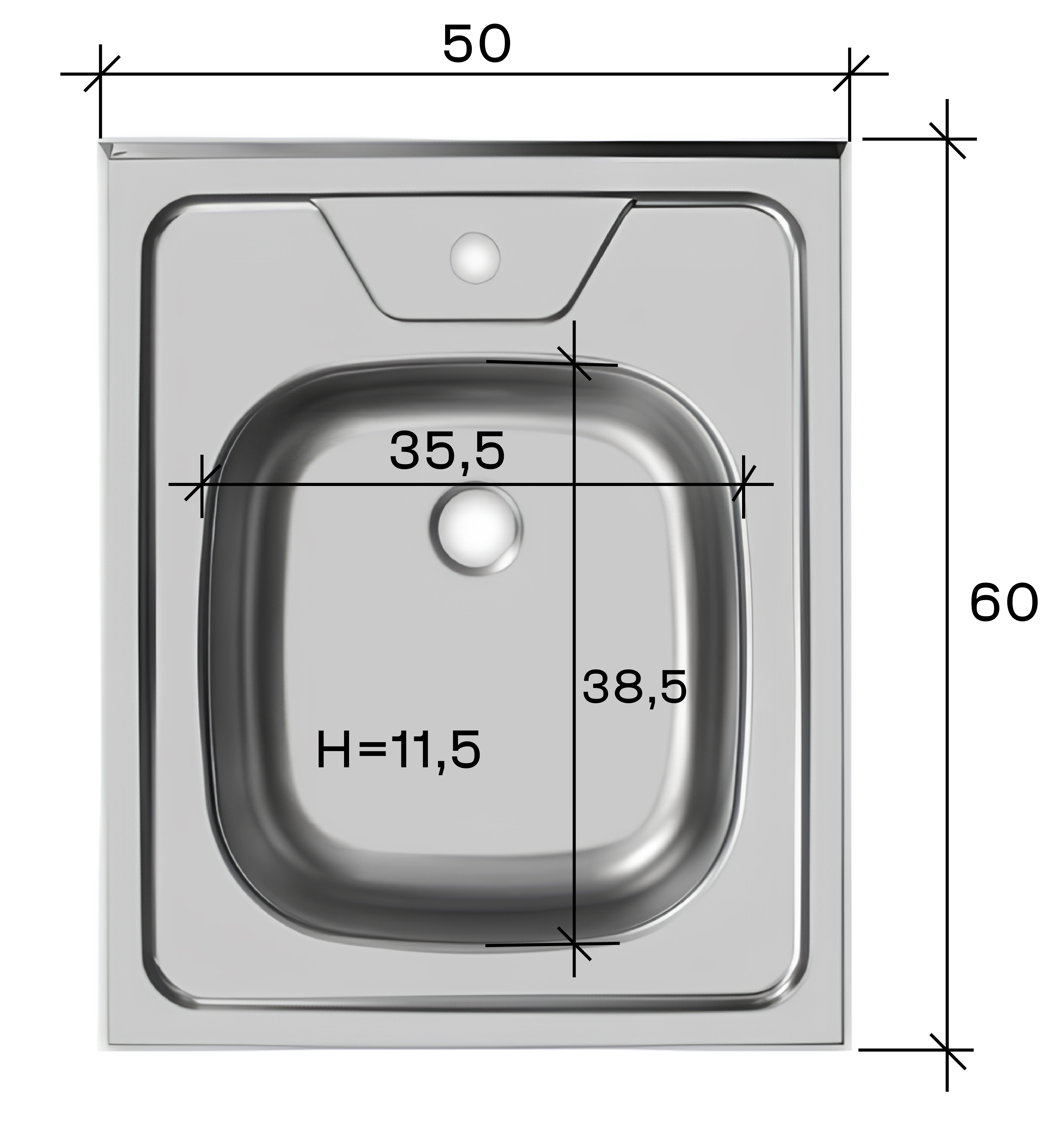 Мойка нерж.накладная Кромрус 50/60 б/сиф, 0.4/140(20) в Барнауле купить