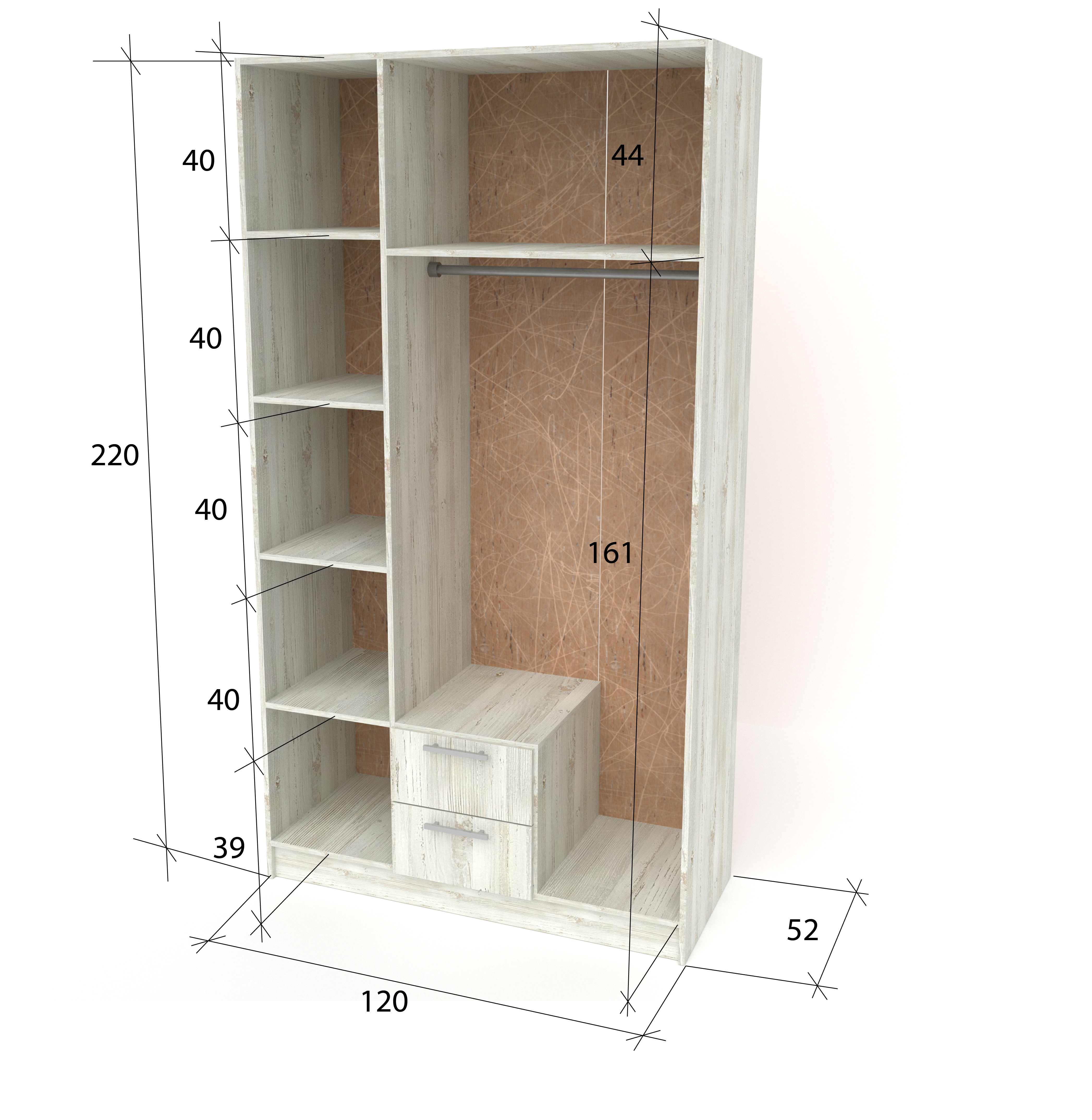 Шкаф распашной ТВОЙ 220*120*52 см в Барнауле купить